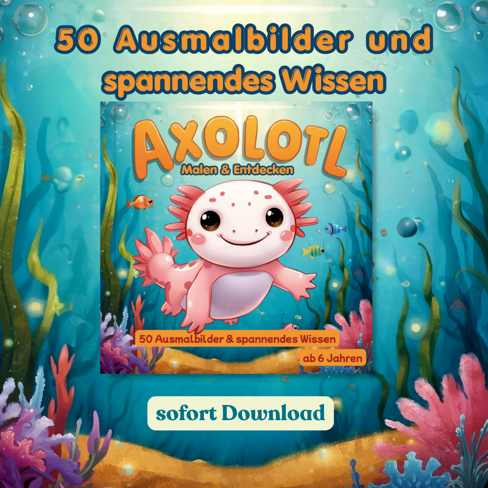 Axolotl-Malbuch für Kinder als PDF-Download
