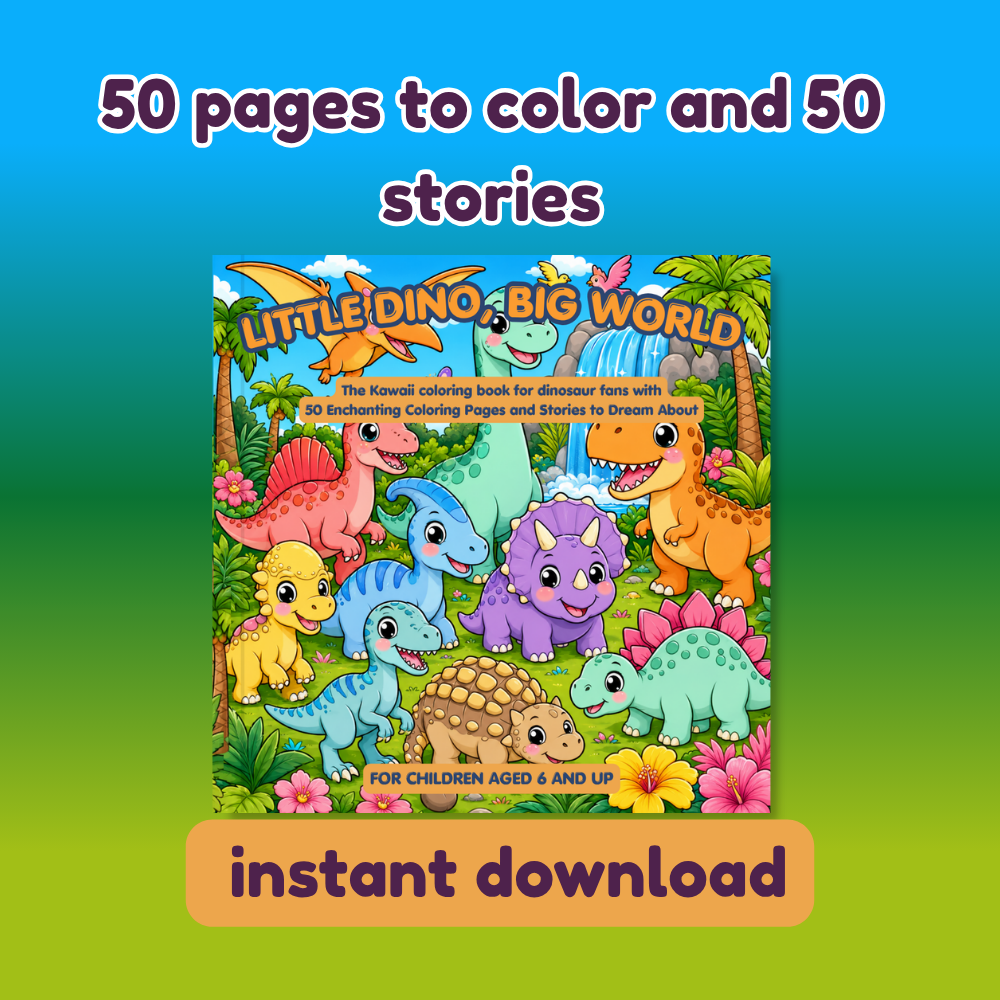 Dinosaur coloring book for kids as an instant PDF download