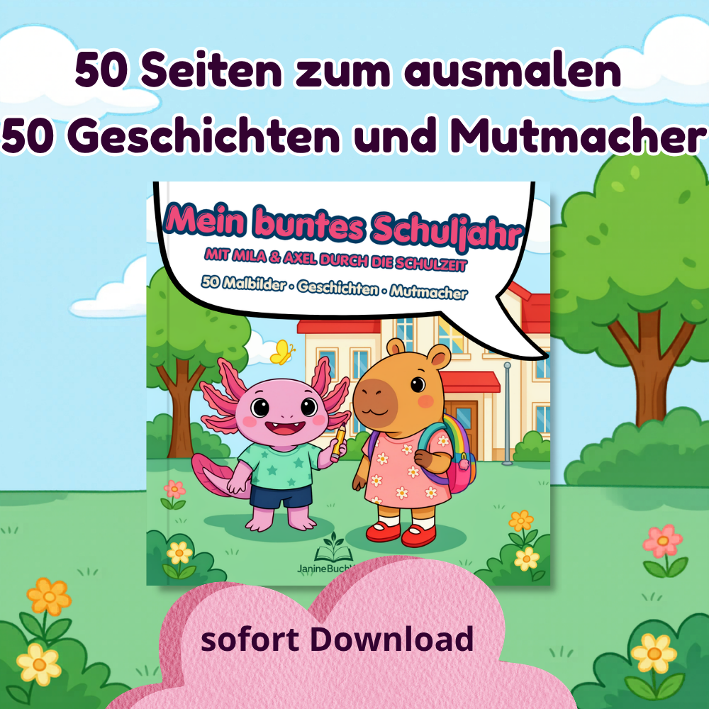 Mein buntes Schuljahr als digitales Malbuch für Kinder zum Ausdrucken