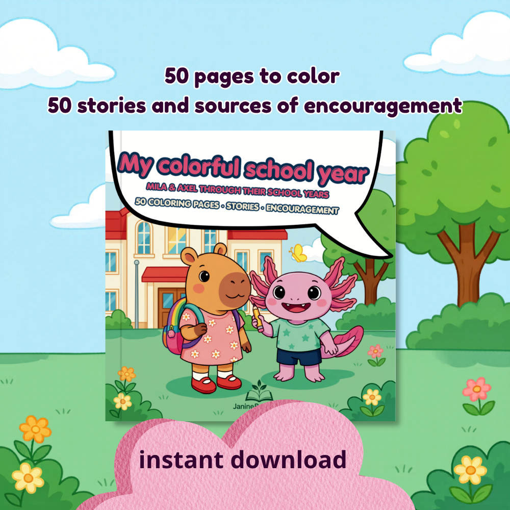 Creative school year coloring book for kids as a printable PDF download