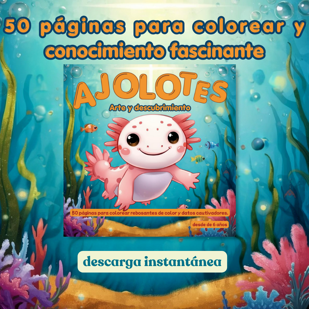 Libro para colorear de ajolotes para niños en PDF imprimible