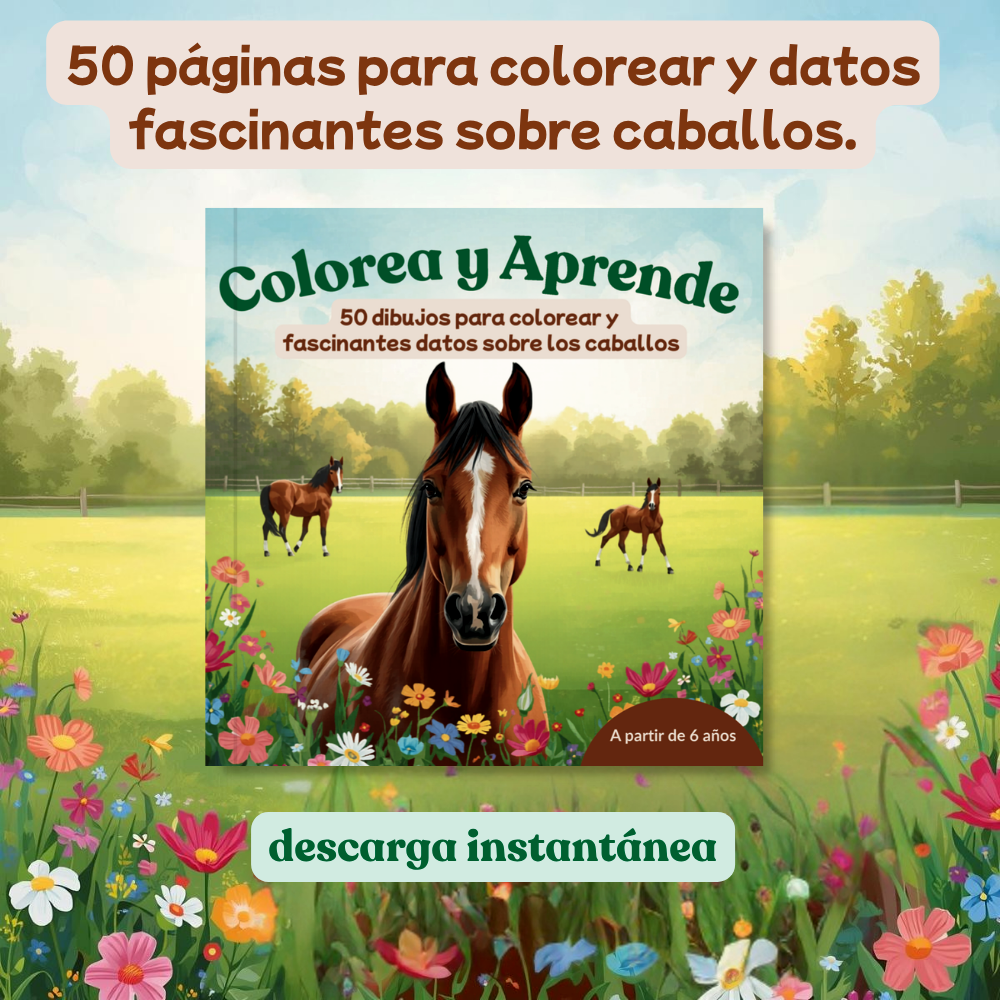 Libro para colorear de caballos para niños en PDF imprimible