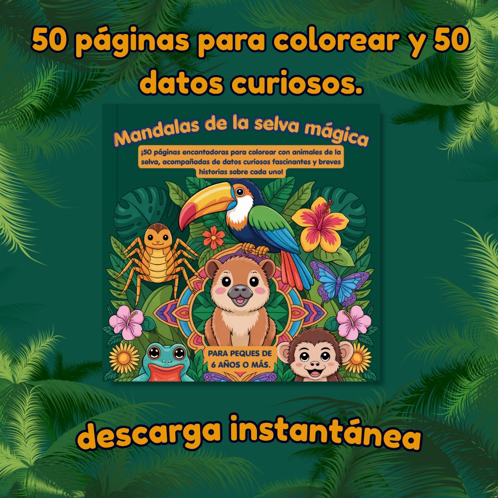 Libro de mandalas de la selva para colorear en PDF imprimible
