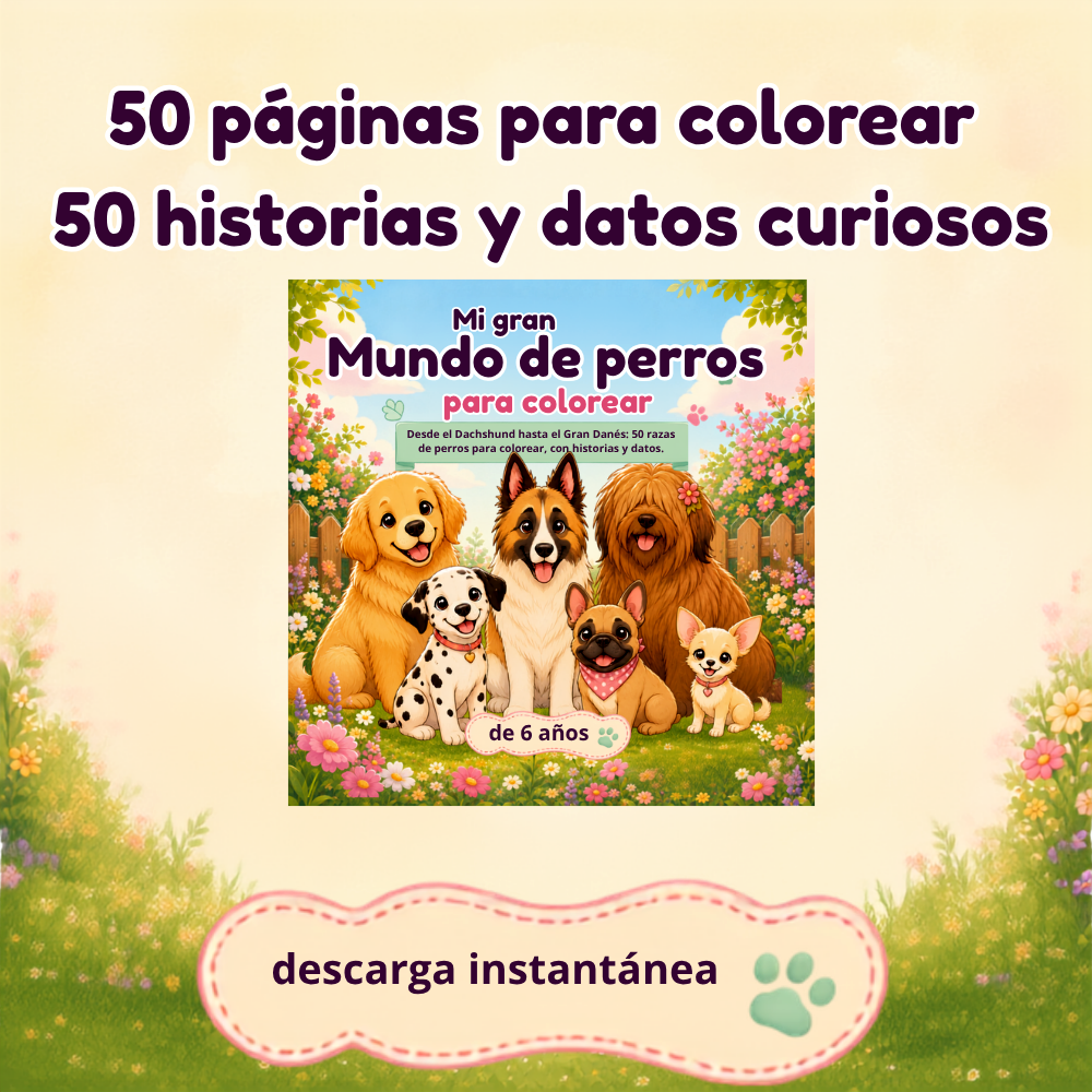 Libro para colorear de perros para niños en PDF imprimible