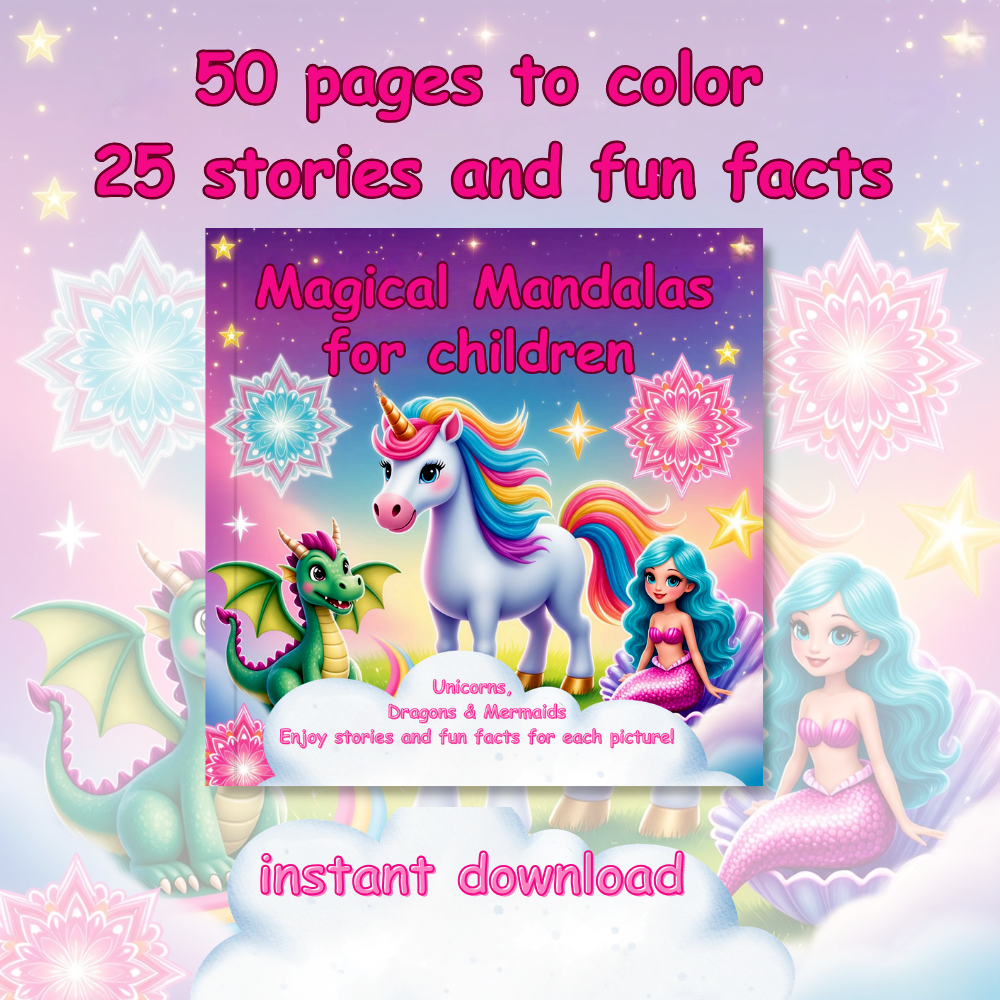 Magical mandala coloring book for kids as a printable PDF download